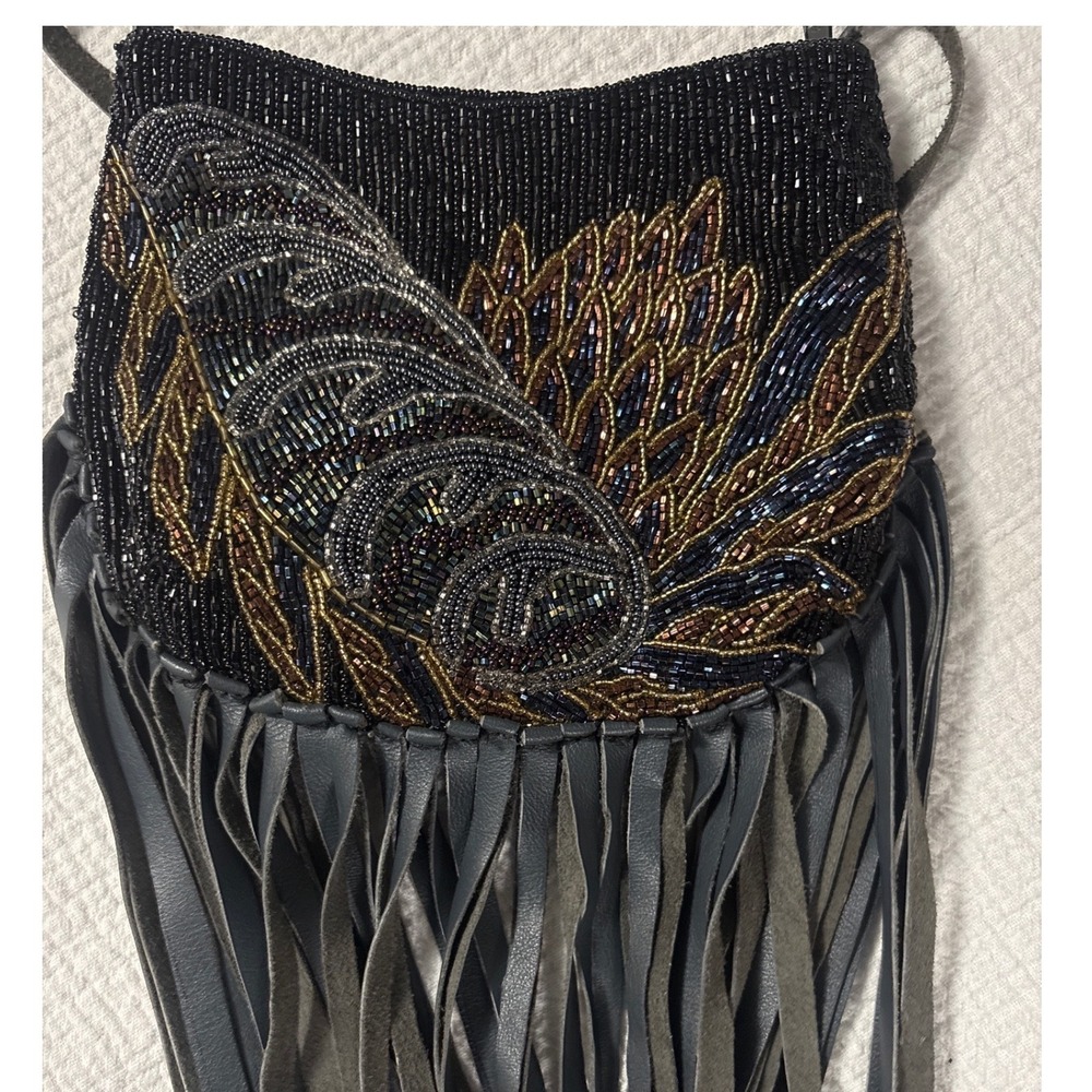 MAME Bespoke One-of-a-Kind Vintage Art Deco Beaded Fringe Crossbody Bag *